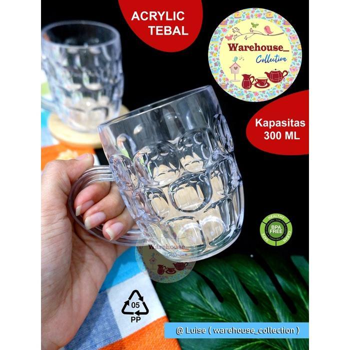 [3 & 6 pcs] GELAS AKRILIK TEBAL JAMINAN MUTU / GELAS GAGANG 321 / GELAS AKRILIK PET ANTI PECAH BENIN