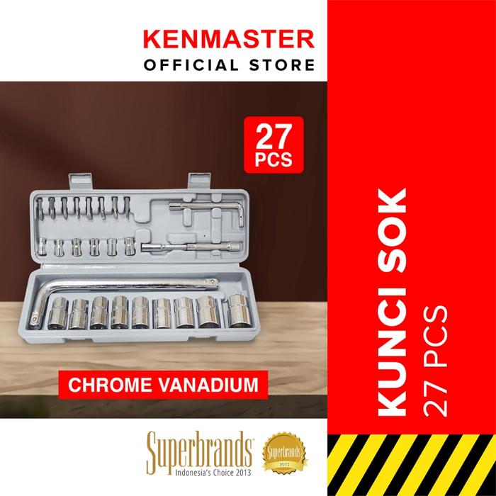 Kenmaster Kunci Sok 27 Pcs - Kunci Sok Socket Kunci Set Motor - KCSO076
