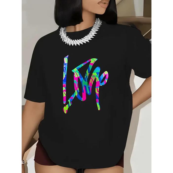 Women's Multicolor Tie-Dye Short Sleeve T-Shirt - Lightweight & Durable Polyester Round Neck Blouse 