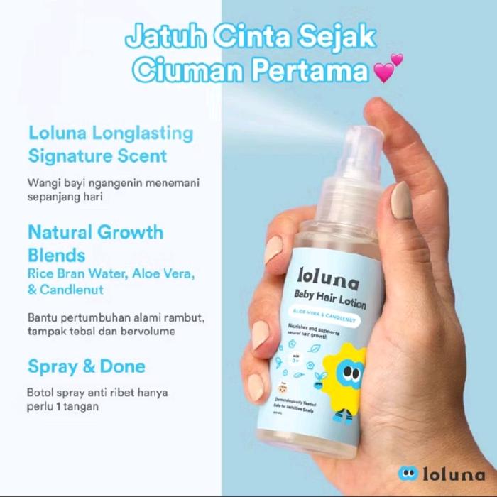 Loluna Hair Lotion 100ml Perawatan Rambut Bayi dengan Organic Oat & Pro Vitamin B5 untuk Kelembutan 