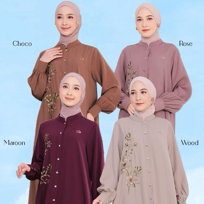 EVERBLOOM DRESS BY ADEN BASIC FAST PO Gamis Muslim Bunga Balon Bordir