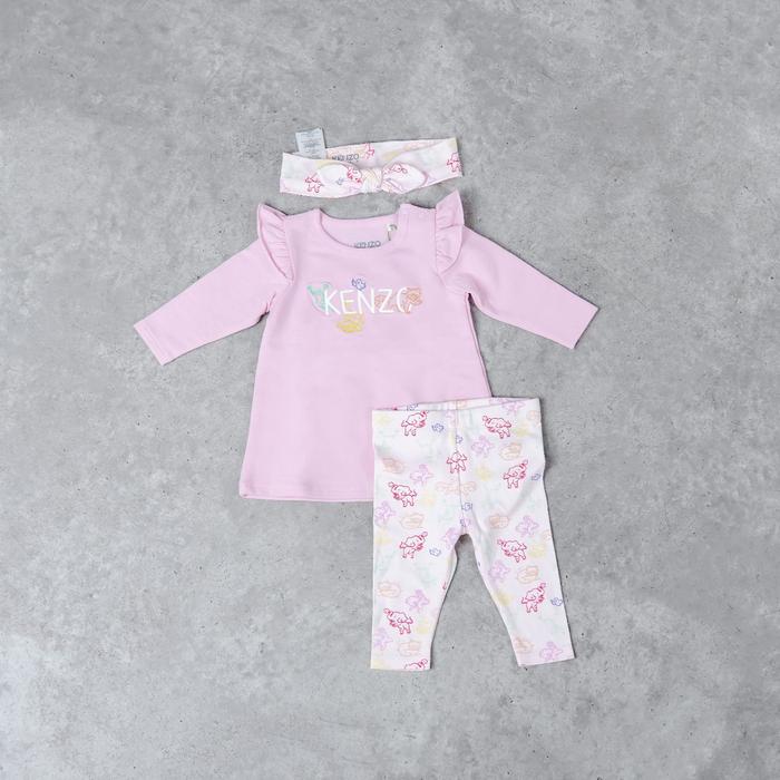 One Set KENZO TEXT LONGSLEEVE & ANIMAL PINK BABY PANTS GIFT SET 100% ORIGINAL