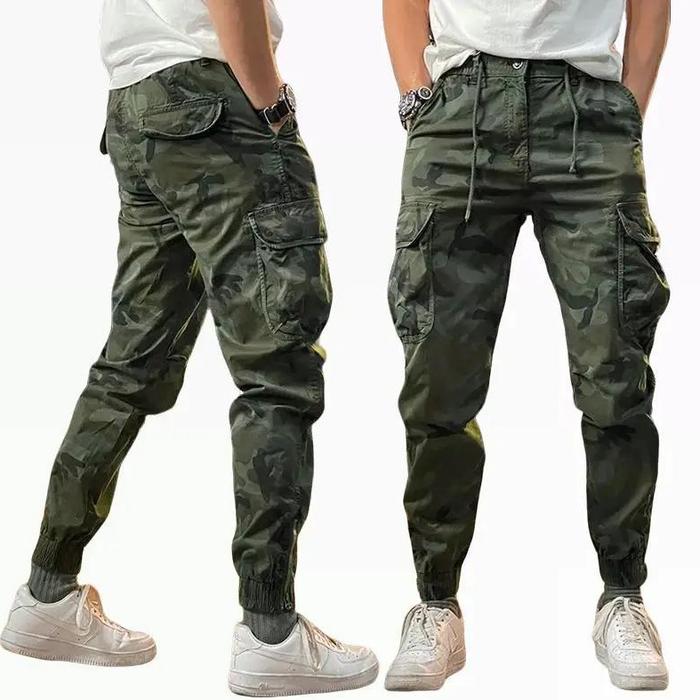 Celana Joger Cargo Panjang Pria Wanita Camo Combat Olive Bahan Katun Twill Stretch Karet Pinggang 6 
