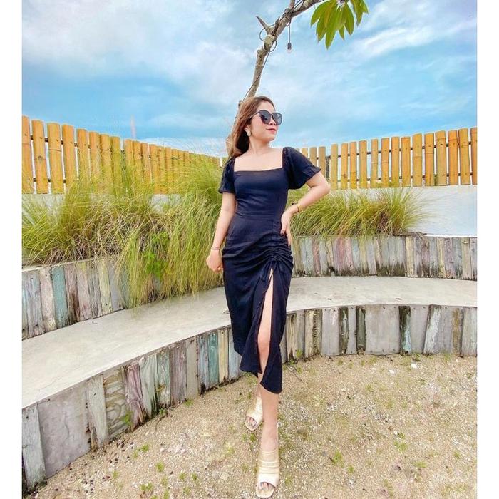 Dress DIARA / Seksi Dres  Bodycon /Mini Dress  Serut Samping /Dress Belah Paha/Sabrina Dress/dress V