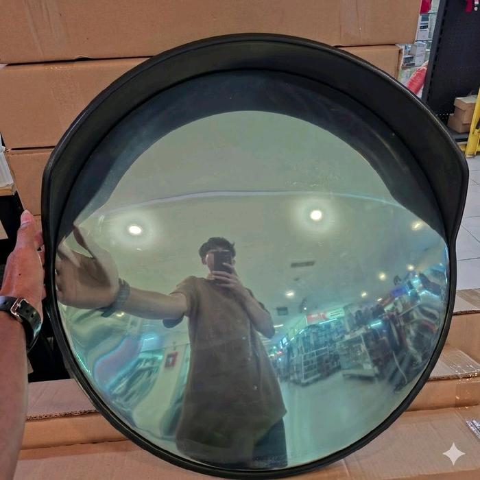 Convex Mirror Aesthetic Outdoor Hitam 45Cm - Cozy room accessories - Room decor accessories - Kaca c