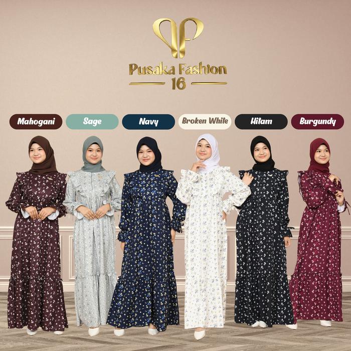 PUSAKA SYRA Gamis anak remaja tanggung motif sublime printing hitam, bw, sage, burgundy, mahogani, n