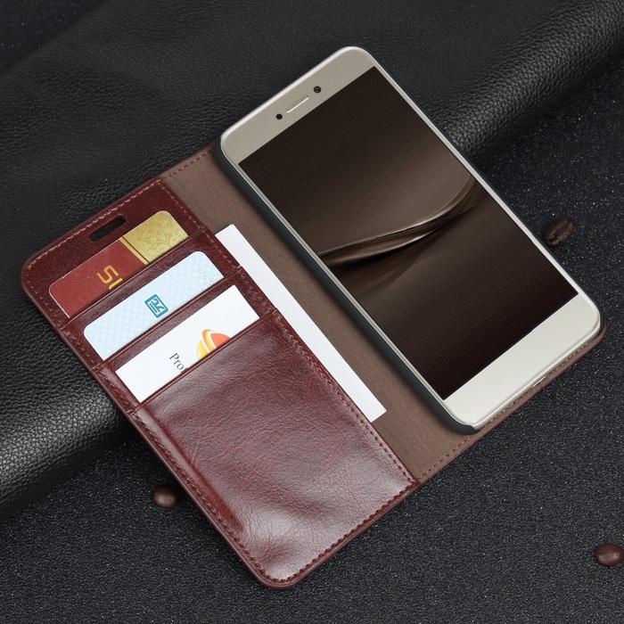 Luxury Genuine Leather Wallet Flip Case Cover For Huawei P8/P9 lite