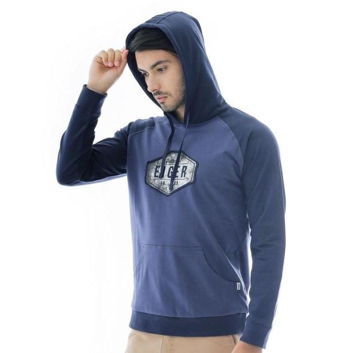 Sweater Hoodie Eiger J444 Blau Jacket Original - Blue