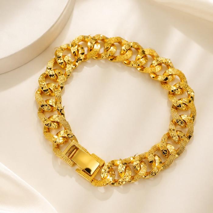 Gelang Rantai Sisik Naga Titanium Warna Emas Ukir Dewasa Fashion Pria Wanita Aksesoris Tangan Elegan