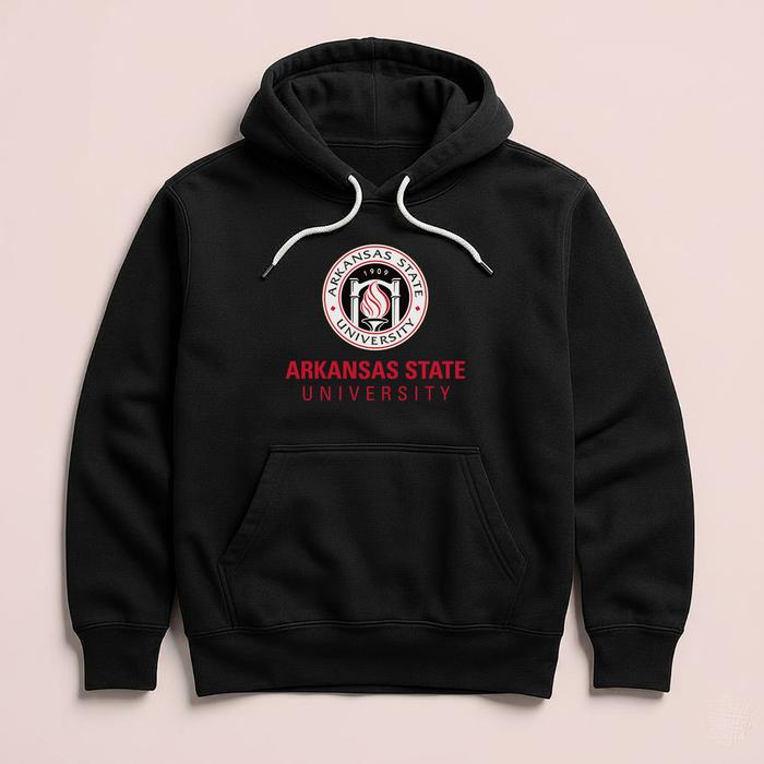 Hoodie Arkansas State University ASU Jonesboro Premium Fleece Cloth Sweater Jacket Hood Black Hitam