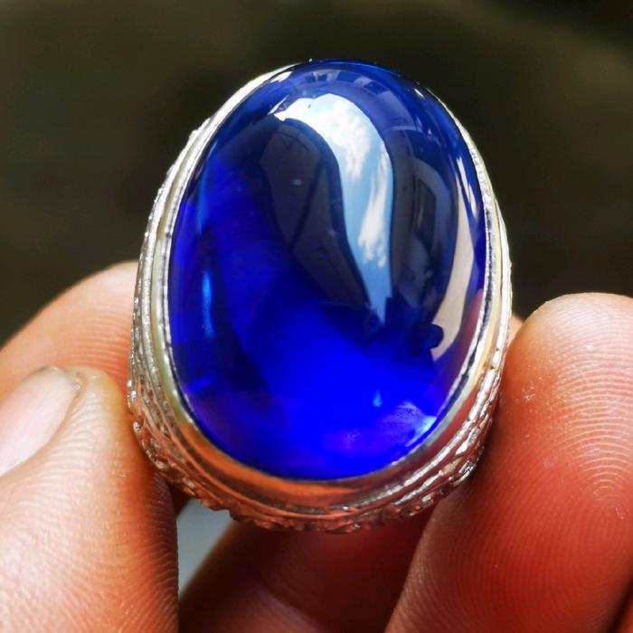 Cincin akik king safir jumbo top Crystal model tanam elegan Permata king safir
