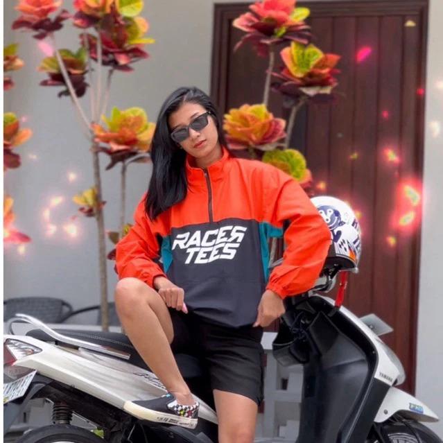 Jaket Racing Jaket Windbreaker Racertees combine Orange