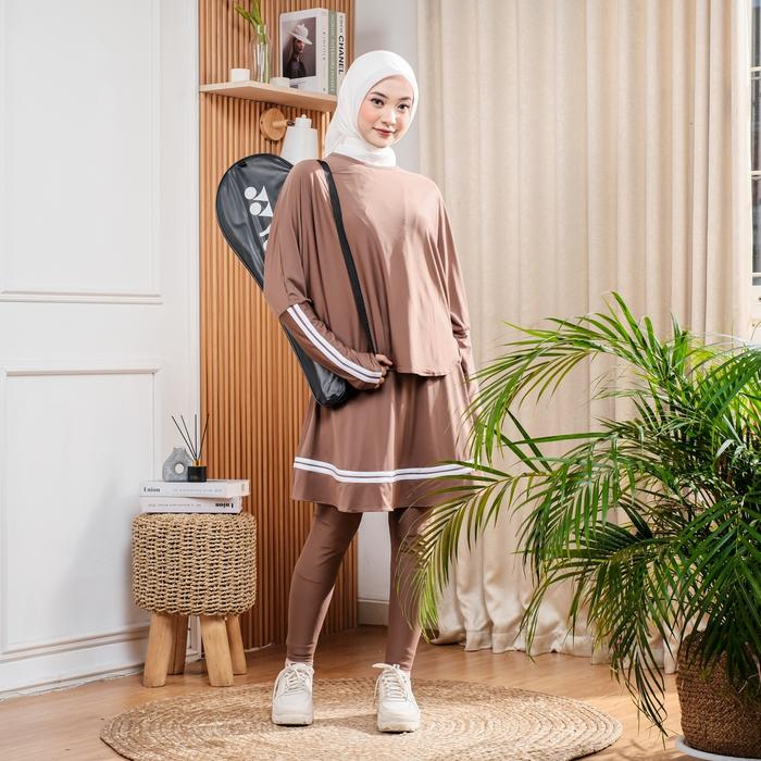 Setelan Set Olahraga Stella Baju Senam Muslim Wanita / Baju Olahraga Wanita Simpel Kekinian