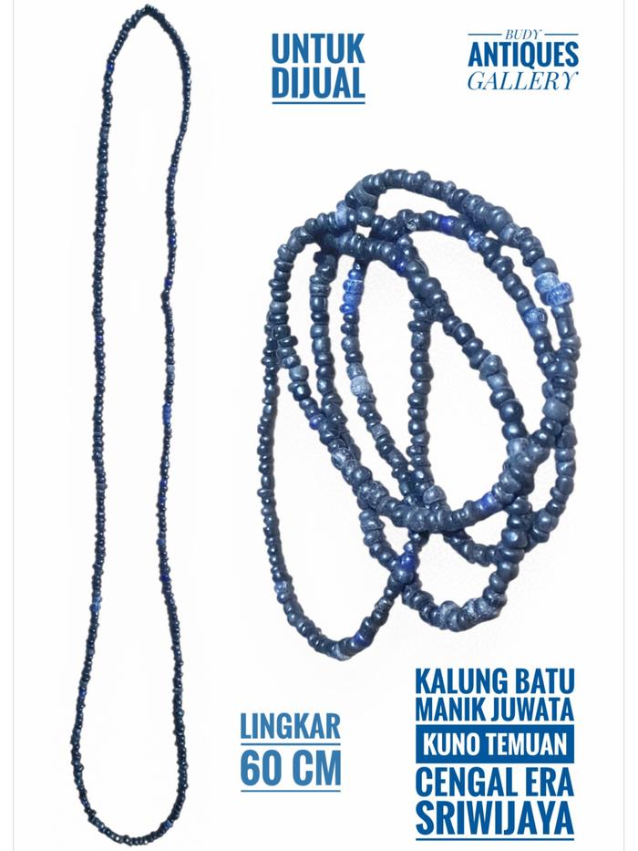 Kalung Manik Batu Juwata Biru Tua Temuan Cengal Sumatera