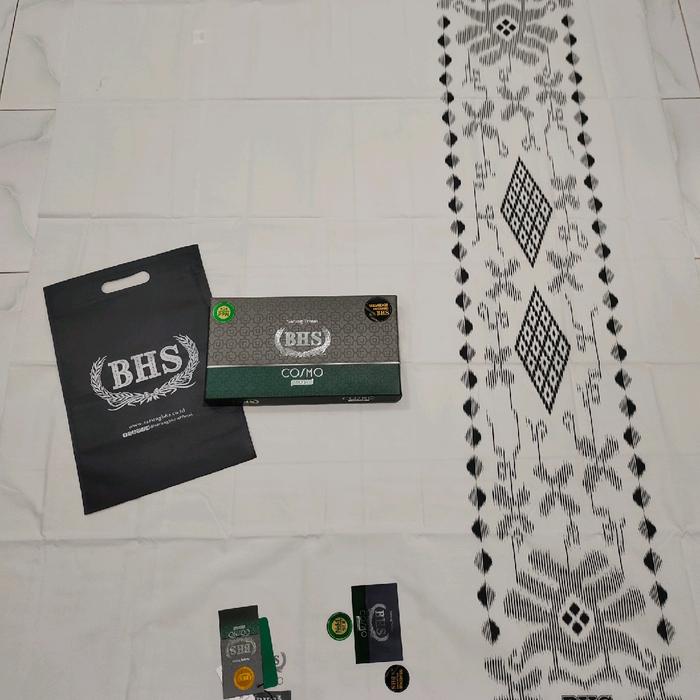 -akifabidOS- ecer sarung BHS cosmo hitam BHS cosmo putih bhs polos tumpal Silver 100% original asli 