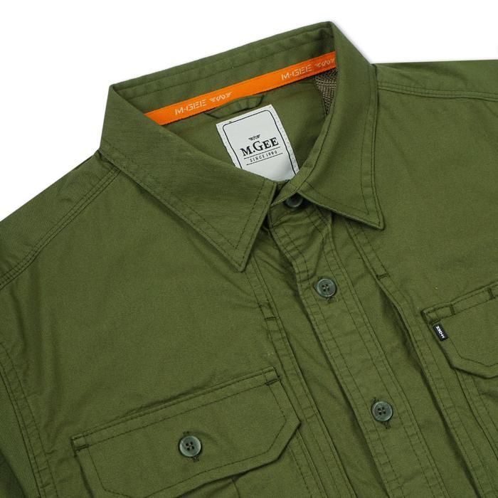 DISKON M.Gee Kemeja Outdoor Lengan Panjang Mgee Original GORDON C062 GREEN