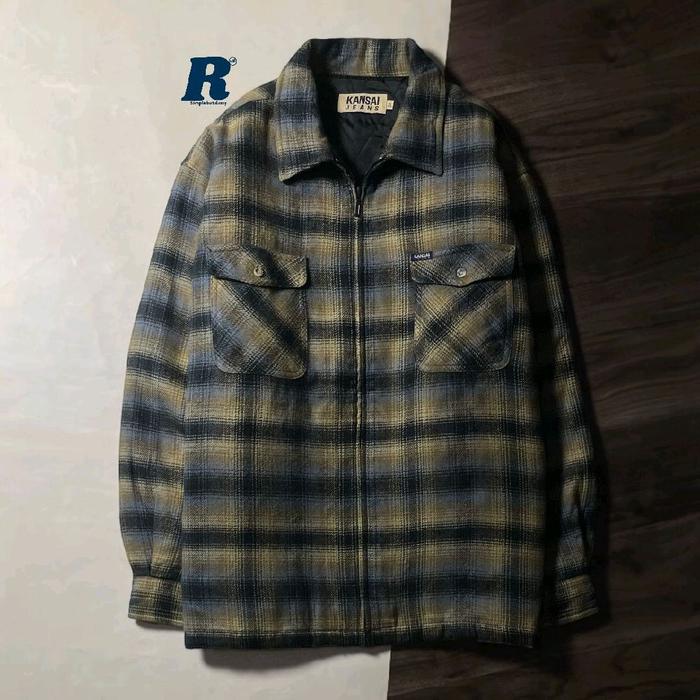 Kemeja Lengan Panjang Jacket Flannel Shirt Wool Veterano Zipper Outer Tebal 4 Pocket KANSAI JEANS Si