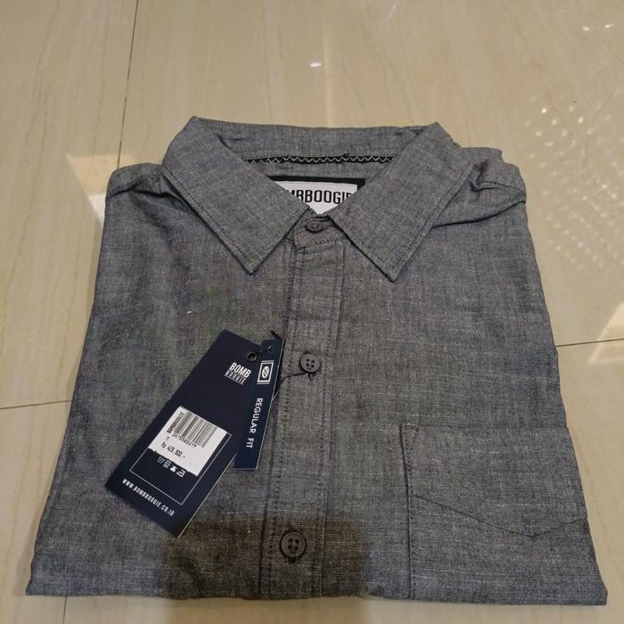Bombboogie Kemeja Panjang Reguler Fit Cryspy Black 3.0 Grey 24755B5GY - Size M-ORI