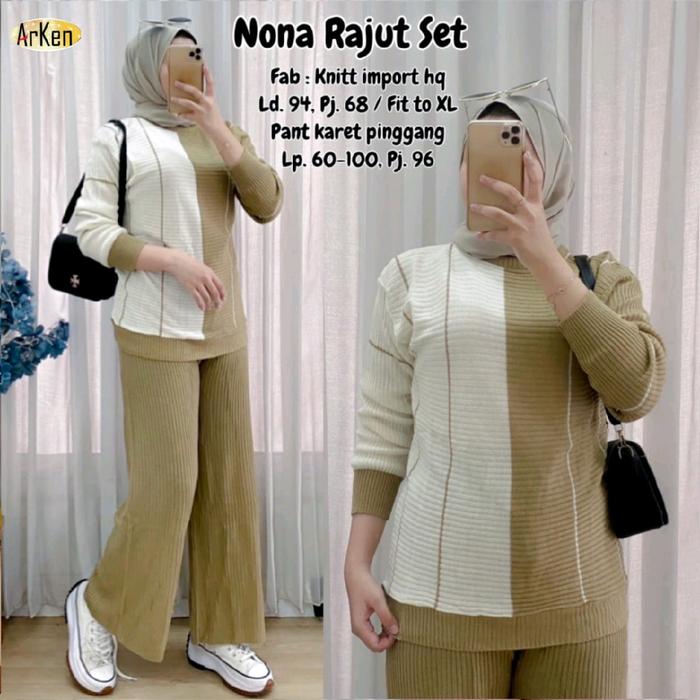 nona rajut set celana atasan matt knite import ld 94 pj 68 pants lp60-100 panjang 96 merk arken