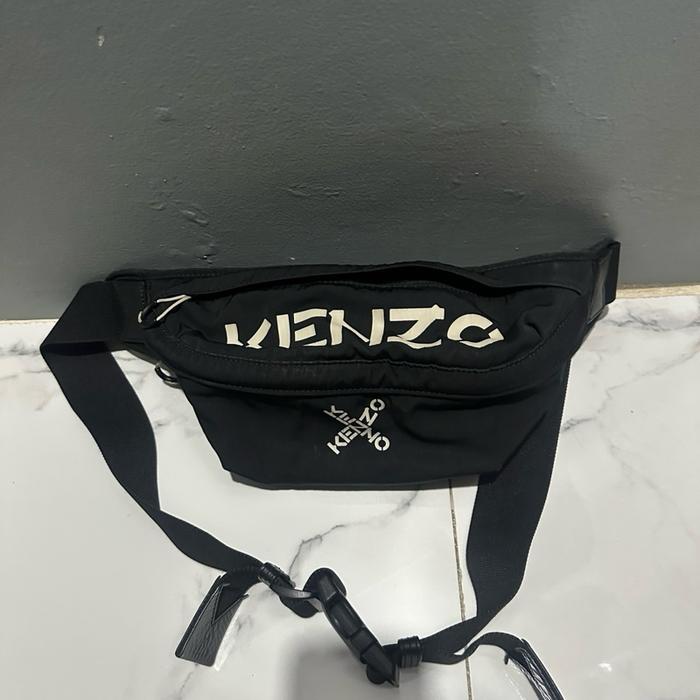Kenzo Paris Cross White Black Nylon Waist Bag