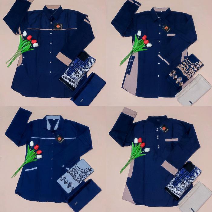 Setelan Santri Putri Warna Navi Banyak Pilihan Motif Terbaru Termurah | Set Santriwati | Set Santri 