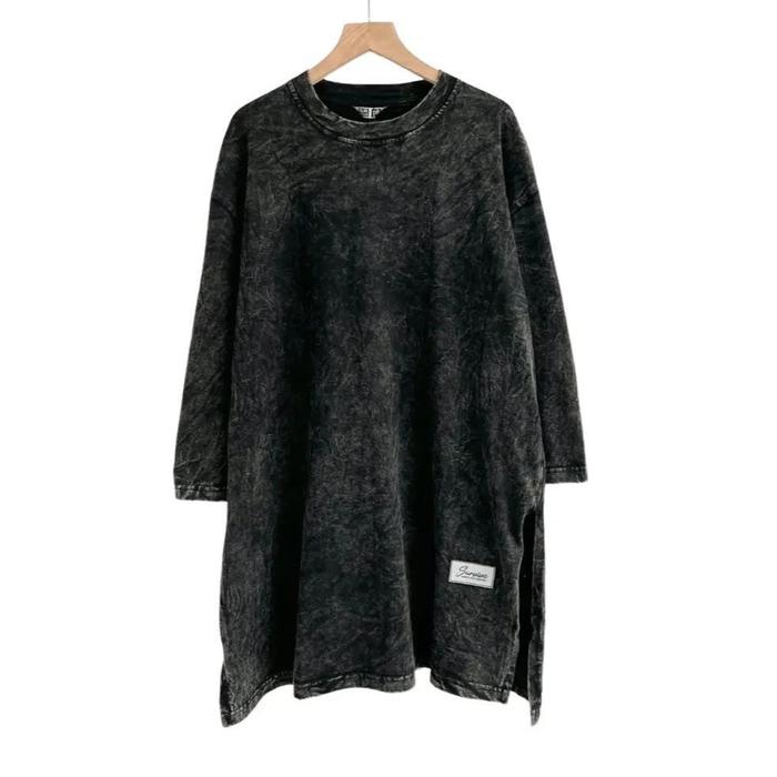 Survive Kaos Baju Pakaian Atasan Wanita Oversize Tunik Ld 120 Lengan 7/8 Bahan Katun Combed Black Wa