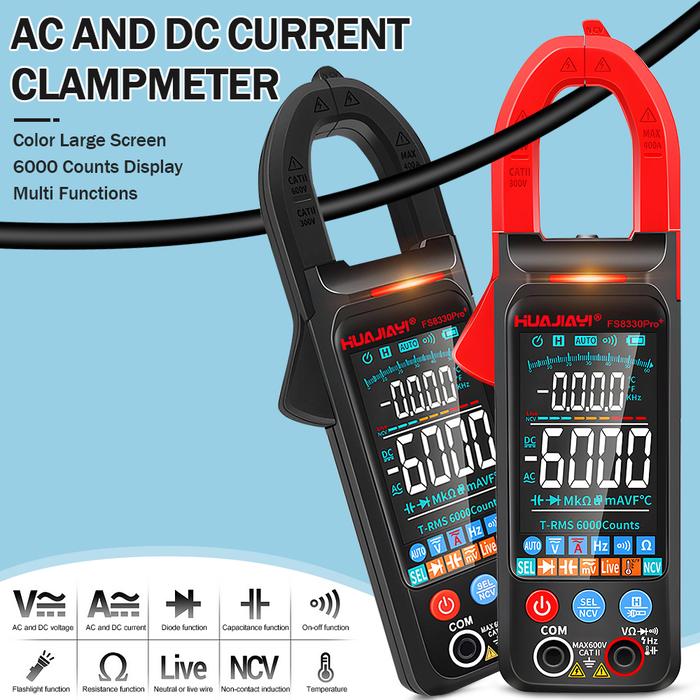 HUAJIAYI Color Large Screen Clamp Meter AC DC Current Clamp