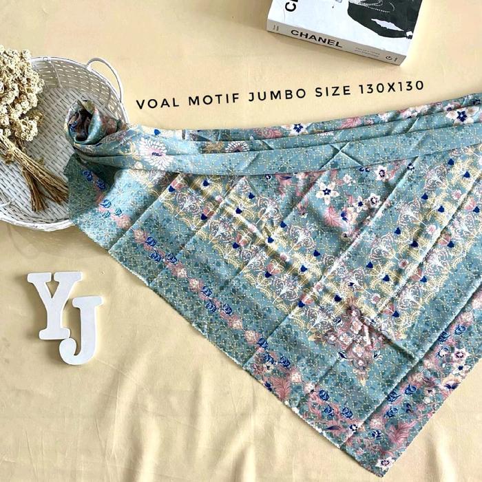 jilbab segiempat Voal motif jumbo/jilbab syar'i/hijab syar'i 130*130/jilbab kekinian/jilbab motif/hi