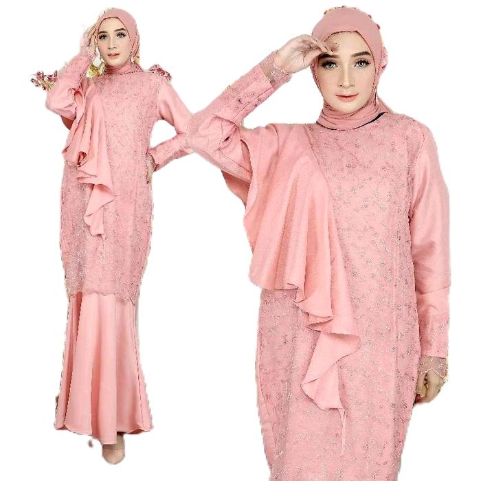 gamis lebaran terbaru/baju pesta kondangan/maxi dress brokat/gamis duyung/gamis wanita muslim big si