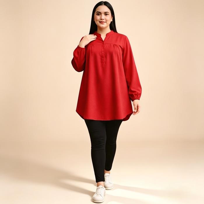 Rumbio Exclusive Blouse Wanita Lengan Panjang Adem Katun Rayon Viscose Polos Casual Harian