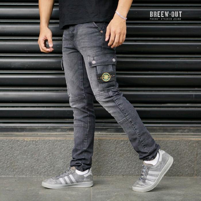 Celana Cargo Jeans Panjang Pria Original Premium Cowok Dewasa Keren Terbaru Korean Style Kekinian Ba