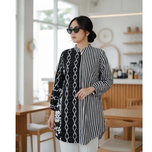 Shanaya Batik Tunik GENDHIS Tenun   seragam  wanita  panjang  Kain Tenun Origina