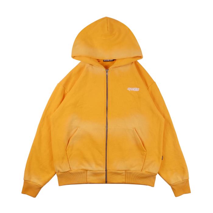 FADED BOXY ZIPPER HOODIE YELLOW WASHED