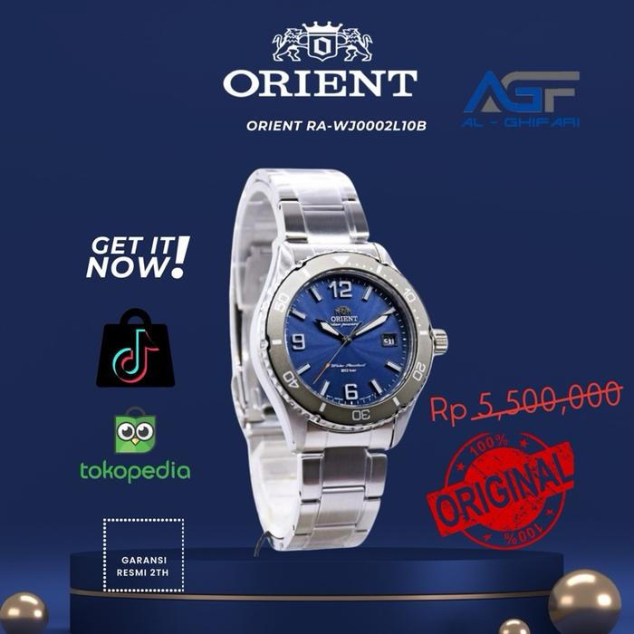 Jam Tangan Pria Orient RA-WJ0002L10B Original - Ukuran 3,9cm, Bahan Tali Rantai, Penggerak Battery -