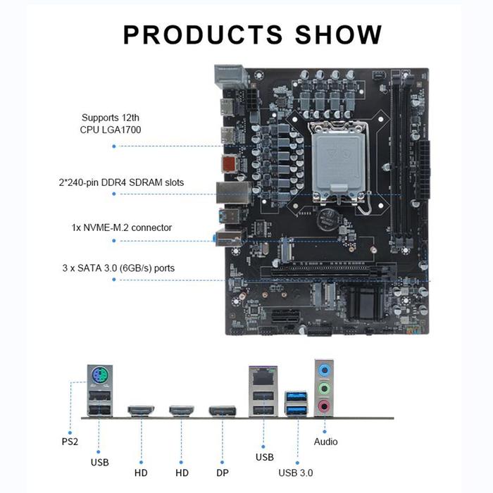 H610 PC Main Board 2 X 288-pin DDR4 SDRAM Slot Computer Mainboard