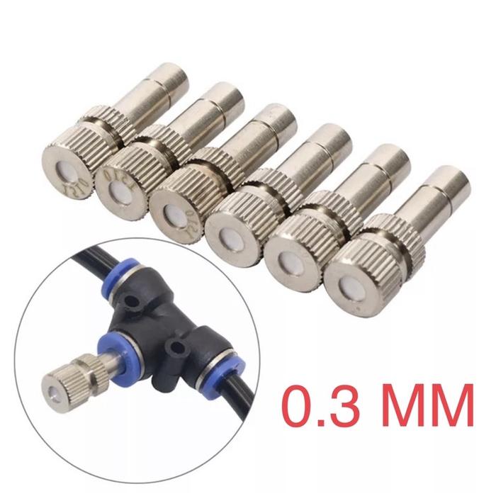 Mist Nozzle 0.3mm Sprayer Kabut Embun 0.3 mm Misting Slip Lock 6mm Fogger Head Anti Drip Low Pressur