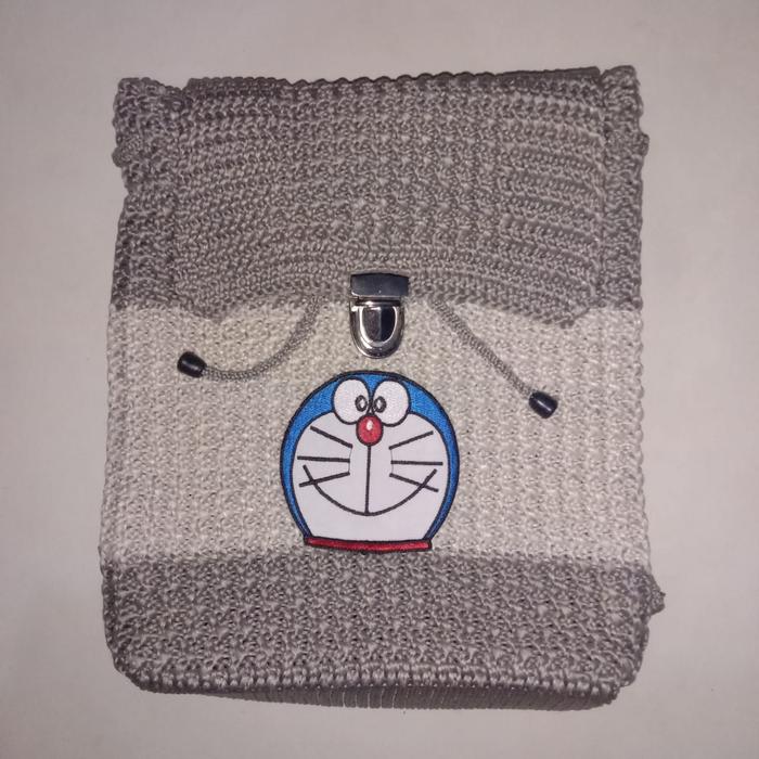 Tas Gaya Gendong Rajut Anak Karakter SD Anak Anak - Tas Rajut Karakter Doraemon TRD