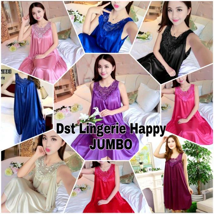 Ready (COD) Pakaian malam | Baju Malam Baju Tidur Daster Sexi Happy XXL Jumbo