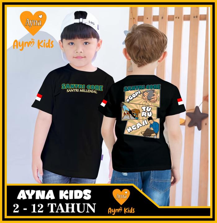 Kaos Anak cewek cowok Murah Baju Distro SANTRI MILENIAL Atasan Lengan Pendek Spesial Hari Santri Fas