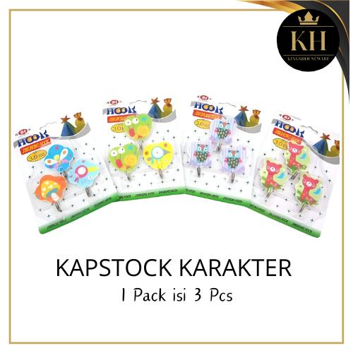 KH- Gantungan Tempel Karakter Kapstok Tempel isi 3 pcs Hook Tempel di Dinding Serbaguna Kuat