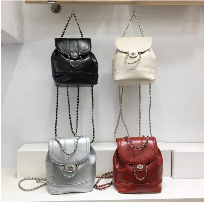 TAS RANSEL WANITA IMPORT / CARDINAL CHAIN BACKPACK / BACKPACK MINI STYLISH / BACKPACK MULTIFUNGSI / 