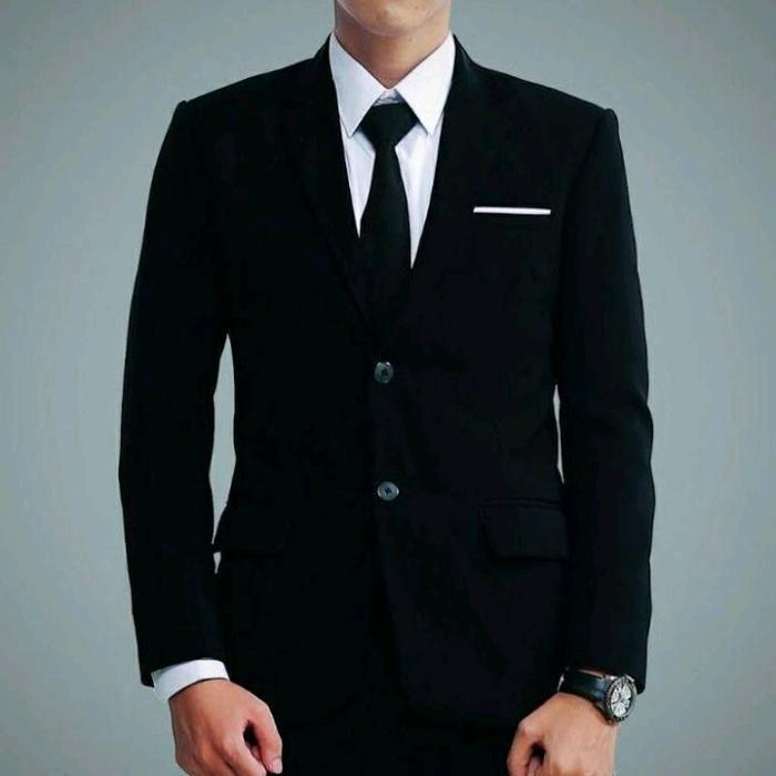 Jas Pria Hitam Blazer pria hitam keren Jas Pria Keren Blazer pria Formal