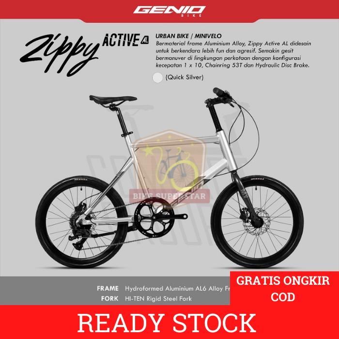(COD) SEPEDA MINI VELO MINION 20 INCH GENIO ZIPPY ACTIVE ALLOY + HIDROLIK + GARANSI KASKADA Outdoor 