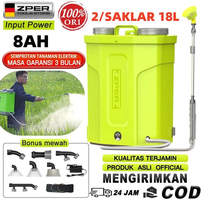 ZPER Mesin semprot hama elektrik model ransel ringan 18L kapasitas baterai besar, penyemprotan insek