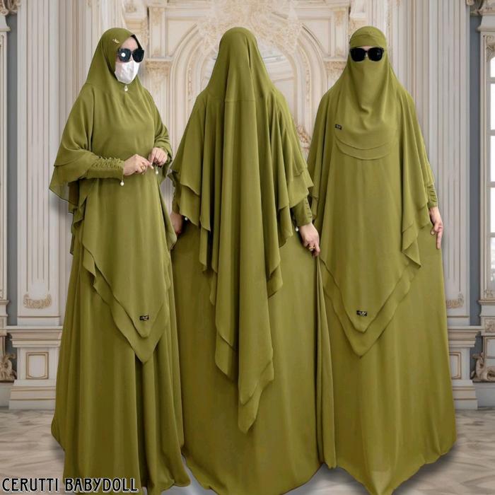 FIRDA SYAR'I Gamis Set Hijab Pet Antem Jumbo Free Cadar Bandana Matt Ceruti BabyDoll By Aje Zas Coll