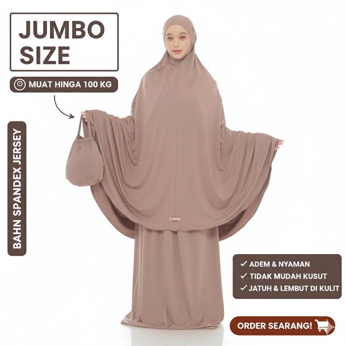 MAYSARON - Mukena Dewasa Jumbo Khadijah Menutup Dagu Jersey Premium Polos Calista Series