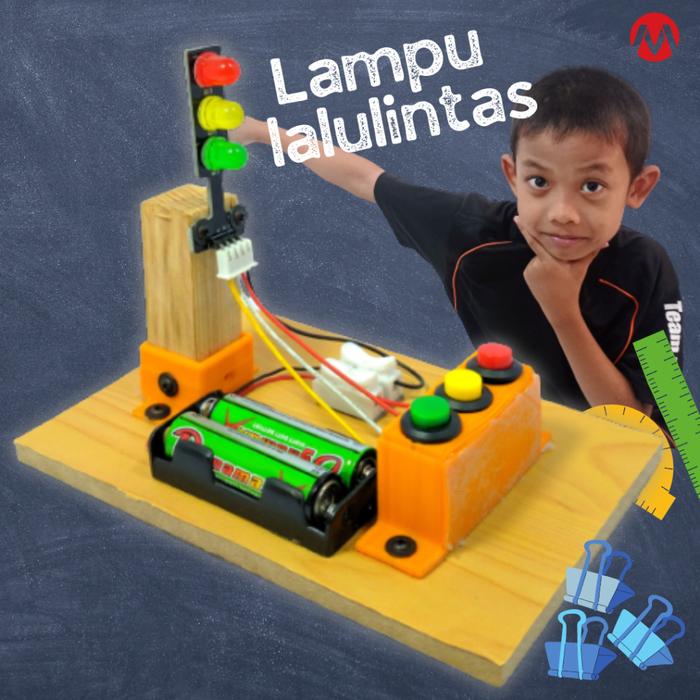 MAE-010 Diy mainan lampu lalulintas lalu lintas traffic light / mainan edukasi lampu lalu lintas / a