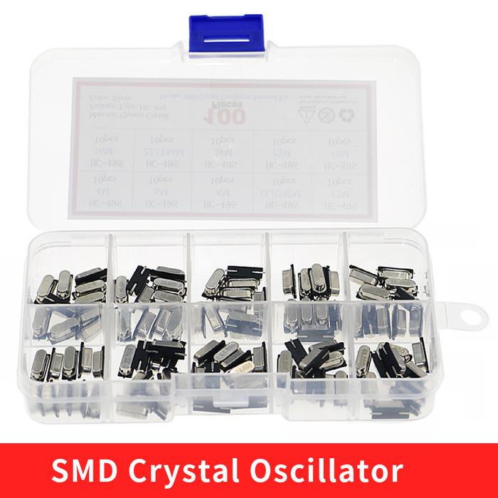 IMPORT 10VALUES HC-49S QUARTZ RESONATOR SMD CRYSTAL OSCILLATOR KIT 4MHZ 6MHZ 8MHZ 12MHZ 16MHZ 24MHZ 