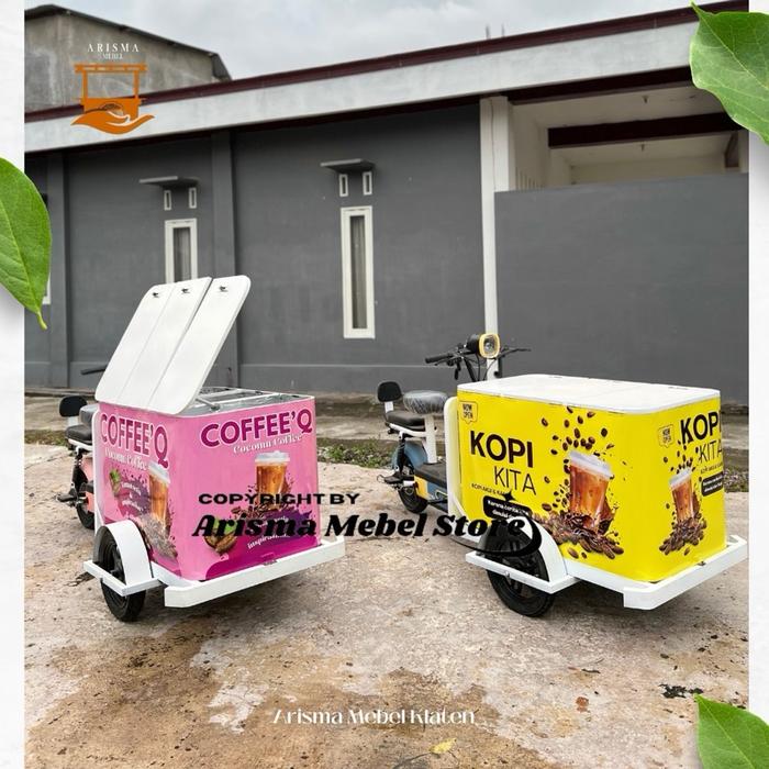Gerobak sepeda listrik, gerobak kopi keliling, gerobak sepeda keliling, gerobak kopi sepeda listrik,