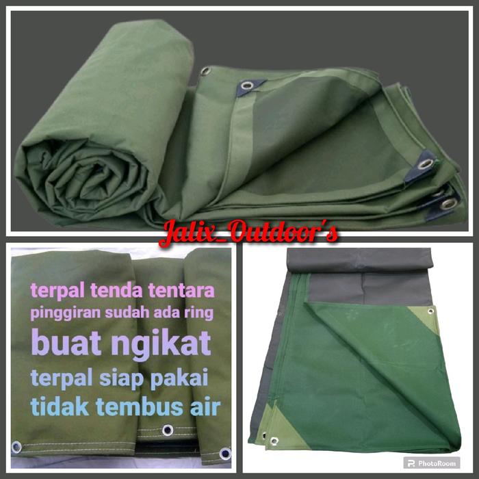 Tentara Kanvas Lapis Karet CV Army 4x6m Tahan Air & Tahan Lama Cocok untuk Tenda Truk Mobil Pickup C